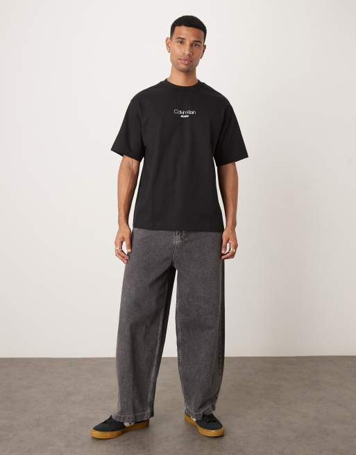 Calvin Klein Jeans relaxed fit logo t-shirt in black | ASOS