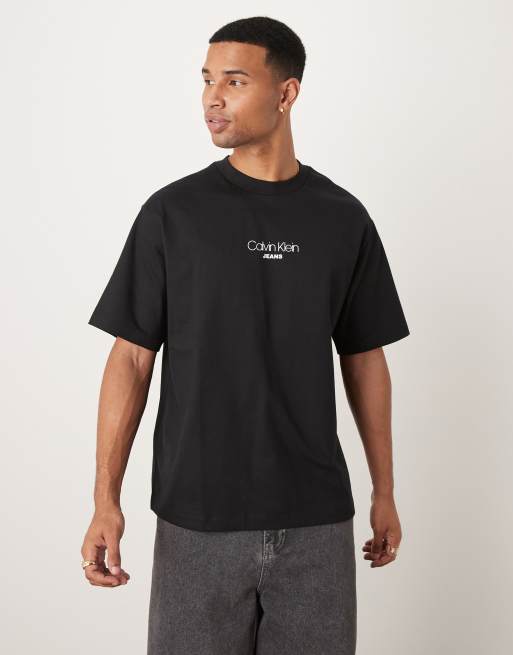 [CK JEAN] Men's Relaxed Fit Logo T-Shirt ★人気★ Calvin Klein Jeans relaxed fit logo t-shirt in black | ASOS