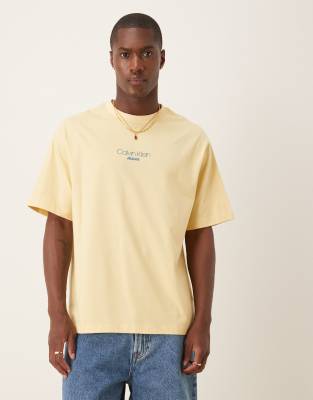 Calvin Klein Jeans relaxed fit logo t-shirt in yellow - view 1