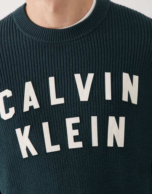 Calvin Klein Jeans – Relaxed-Fit-Strickpullover aus Baumwolle in Moosgrün, 5 von 5