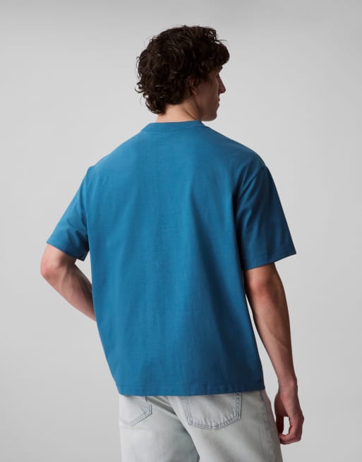 Calvin Klein Jeans – Relaxed-Fit-T-Shirt in Blau mit Logo, 3 von 5