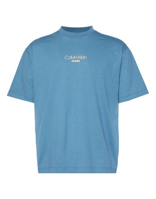 Calvin Klein Jeans – Relaxed-Fit-T-Shirt in Blau mit Logo, 4 von 5