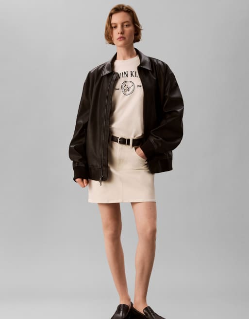 Calvin Klein Jeans Relaxed graphic logo t-shirt in tofu, 2 of 6