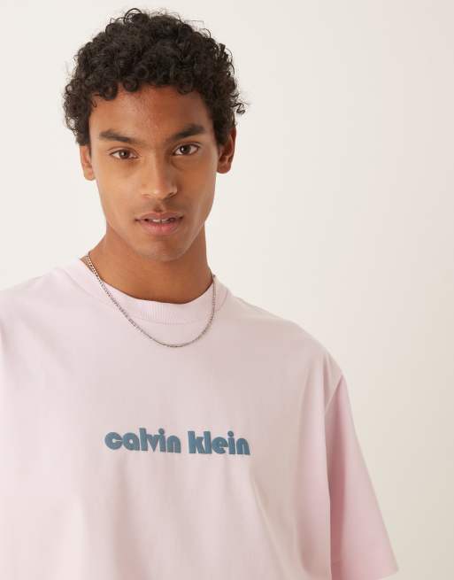 Calvin Klein Jeans relaxed logo t-shirt in pastel pink, 4 of 4