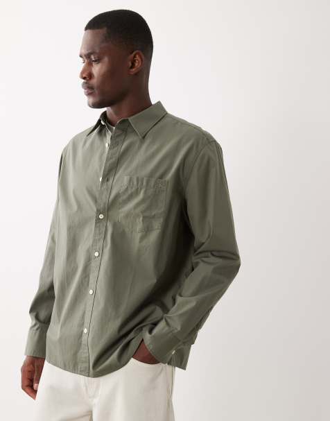 Calvin Klein Jeans relaxed poplin shirt in olive green