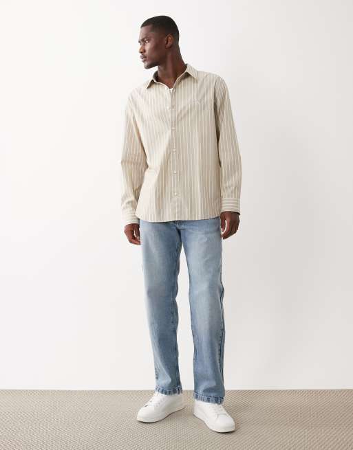 Calvin Klein Jeans relaxed poplin shirt in yellow stripe, 2 of 5