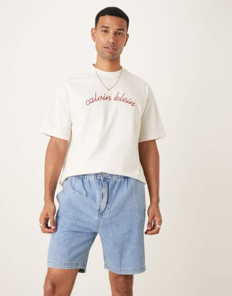 Calvin Klein Jeans relaxed pull-on shorts in light blue wash - view 1