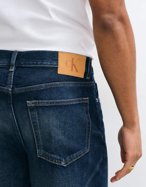 Calvin Klein Jeans relaxed straight leg jeans in dark wash blue, 4 of 5