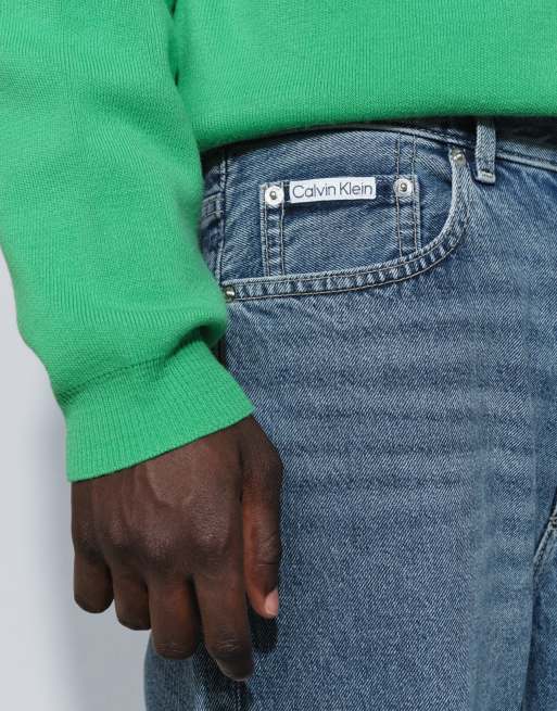 Calvin Klein Jeans relaxed straight leg jeans in mid wash blue, 5 of 9