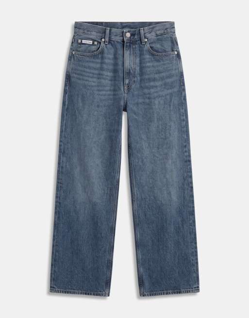 Calvin Klein Jeans relaxed straight leg jeans in mid wash blue, 6 of 9