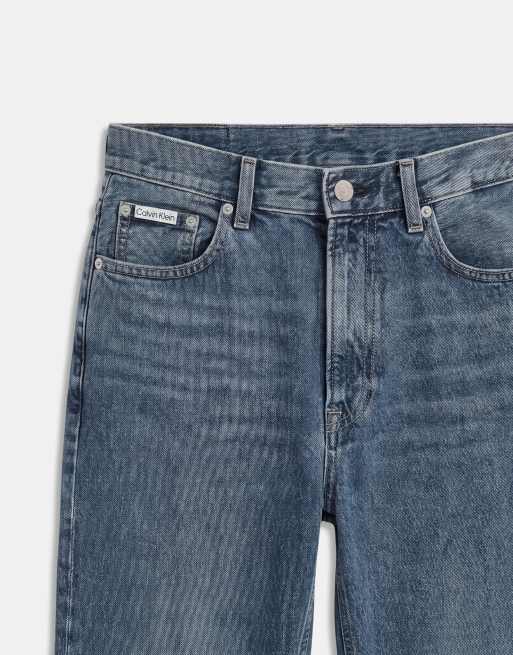 Calvin Klein Jeans relaxed straight leg jeans in mid wash blue, 8 of 9