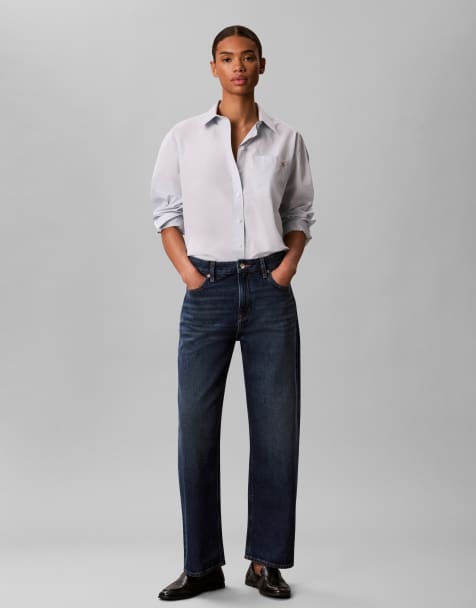 Calvin Klein Jeans relaxed straight leg jeans in mid wash blue - view 1