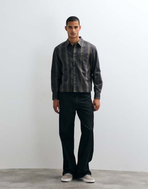 Calvin Klein Jeans relaxed vintage poplin overshirt in green check - view 1