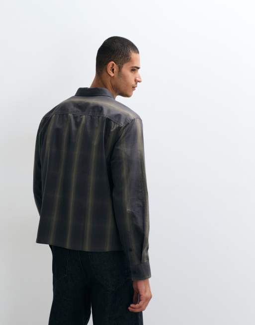 Calvin Klein Jeans relaxed vintage poplin overshirt in green check, 5 of 5
