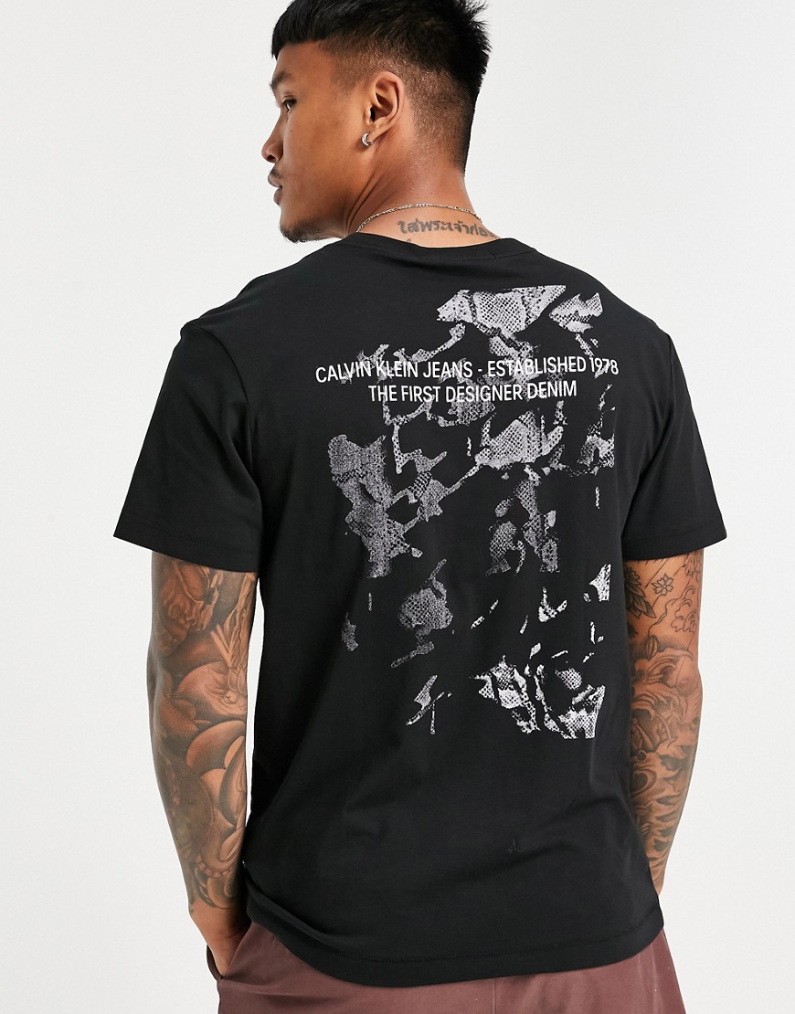Calvin Klein Jeans reptile back print T-shirt in black