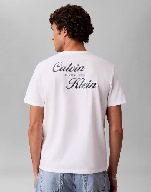 Calvin Klein Jeans resort graphic t-shirt in white, 3 of 4