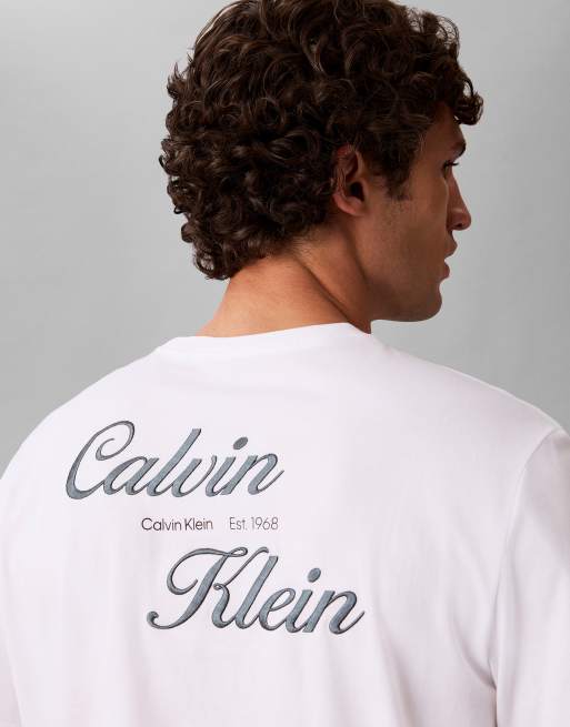 Calvin Klein Jeans resort graphic t-shirt in white, 4 of 4