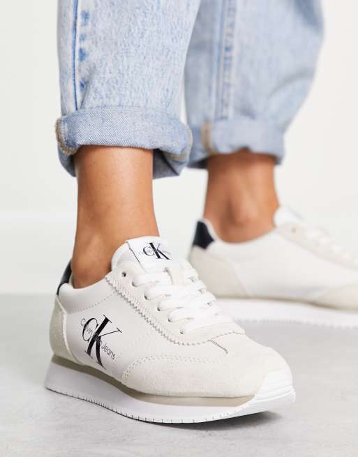 Calvin Klein Jeans - Retro løbesneakers i ecru 