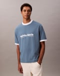 [Calvin Klein Jeans] Calvin Klein Jeans retro ringer t-shirt in hazy blue Chest 40 BLUE FIN