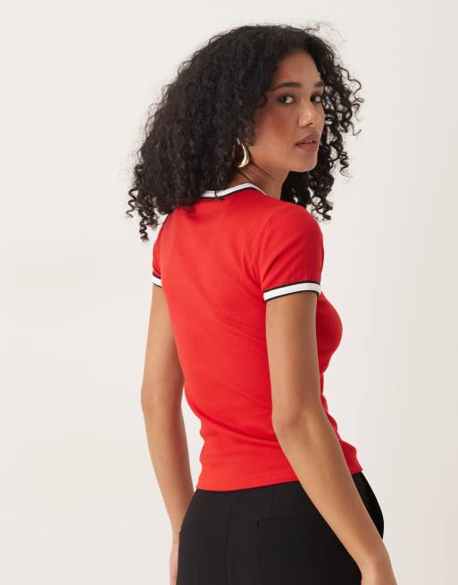 Calvin Klein Jeans retro ringer t-shirt in red and navy