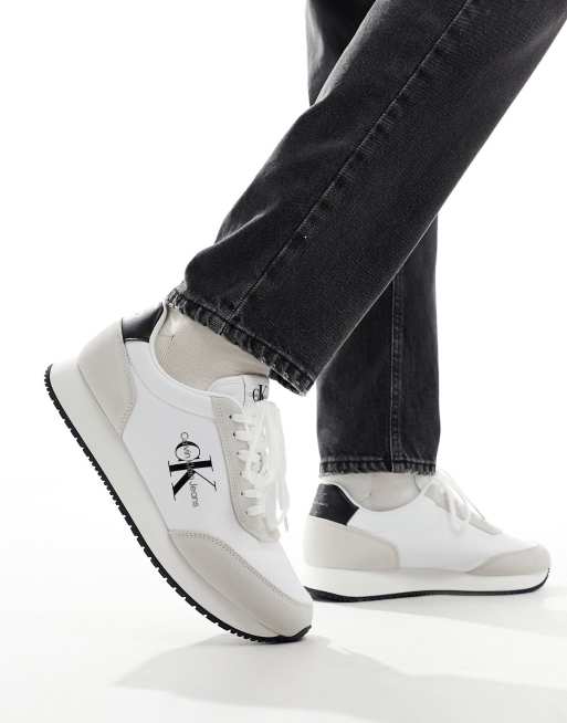 Calvin Klein Jeans Retro Runner Low Schnursneaker in WeiB