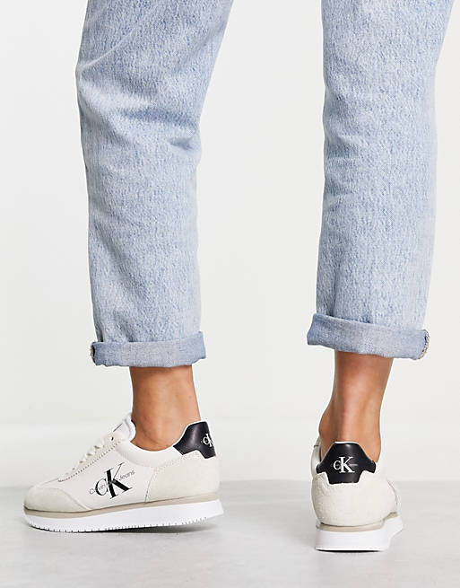 Calvin Klein Jeans retro runner sneakers in ecru | ASOS