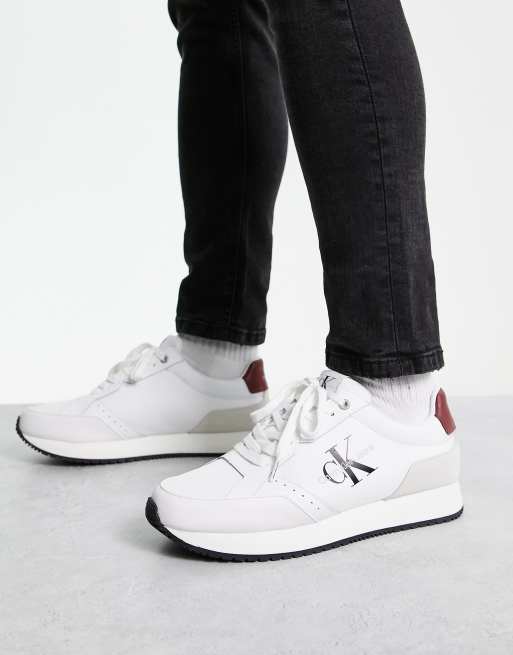 Calvin Klein Jeans – Retro-Sneaker aus Polyester in Weiß