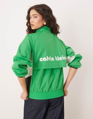 Calvin Klein Jeans Est.1978 Retro Windbreaker Jacket In Green