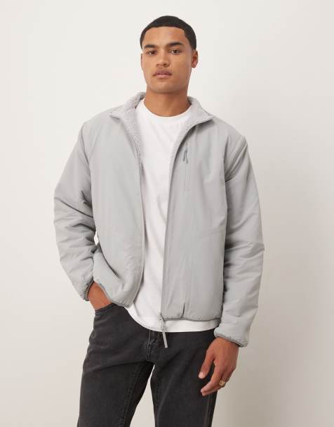 Calvin Klein Jeans reversible sherpa fleece with removable sleeves in grey - view 1