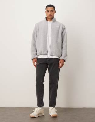 Calvin Klein Jeans Est.1978 Reversible Teddy Fleece Jacket With Removable Sleeves In Gray