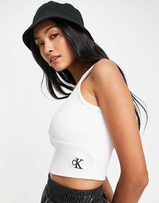 Calvin klein deals white crop top