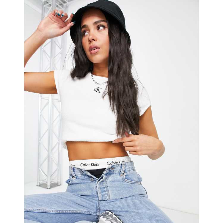 Calvin Klein Jeans rib fitted white in ASOS | t-shirt