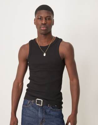 ribbed tank in black