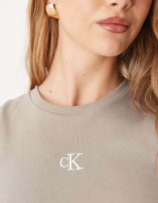 Calvin Klein Jeans Est.1978 Ribbed Tank Top In Neutral