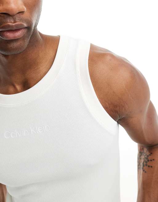 Calvin Klein Jeans ribbed tank top in white ASOS