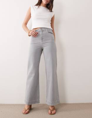 Calvin Klein Jeans - Ribcage - Denim-Jeans in sanftem Grau mit weitem Bein