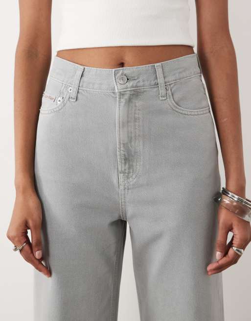 Calvin Klein Jeans - Ribcage - Grå jeans med vide ben i denim, 4 af 5