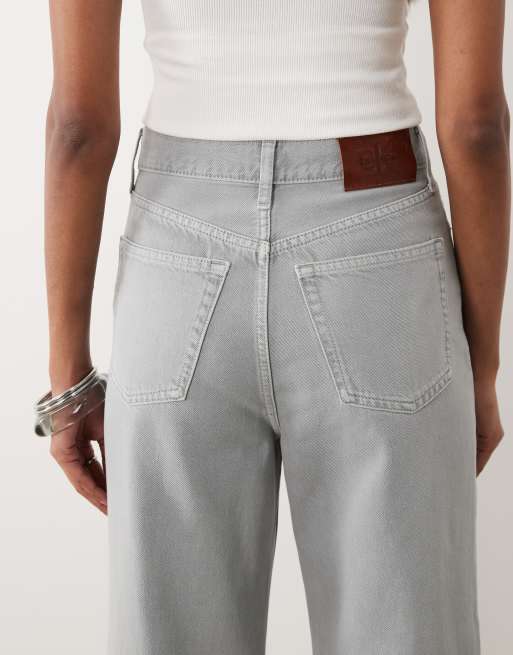 Calvin Klein Jeans – Ribcage – Ljusgrå jeans med vida ben, 5 av 5