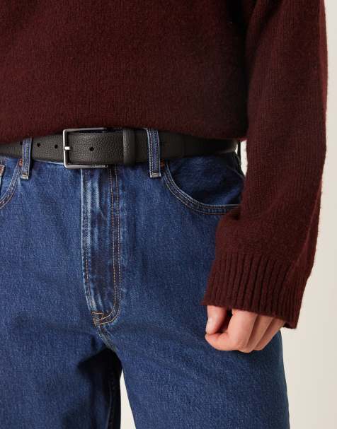 Calvin Klein Jeans - Riem van echt getextureerd leer met gesp in gunmetal in zwart - view 1