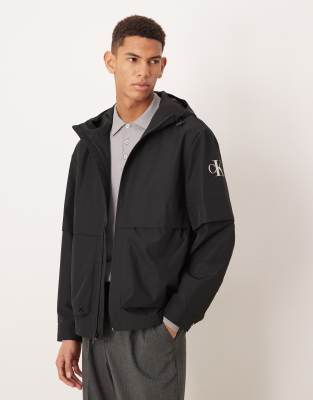 Calvin Klein Jeans ripstop oversized windbreaker jacket with hood in black