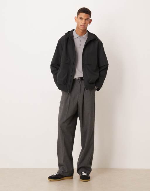 Calvin Klein Jeans ripstop oversized windbreaker jacket with hood in black, 2 of 5