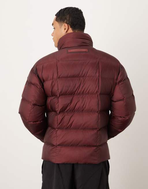 Calvin Klein Jeans ripstop quilted puffer jacket in burgundy, 3 of 5