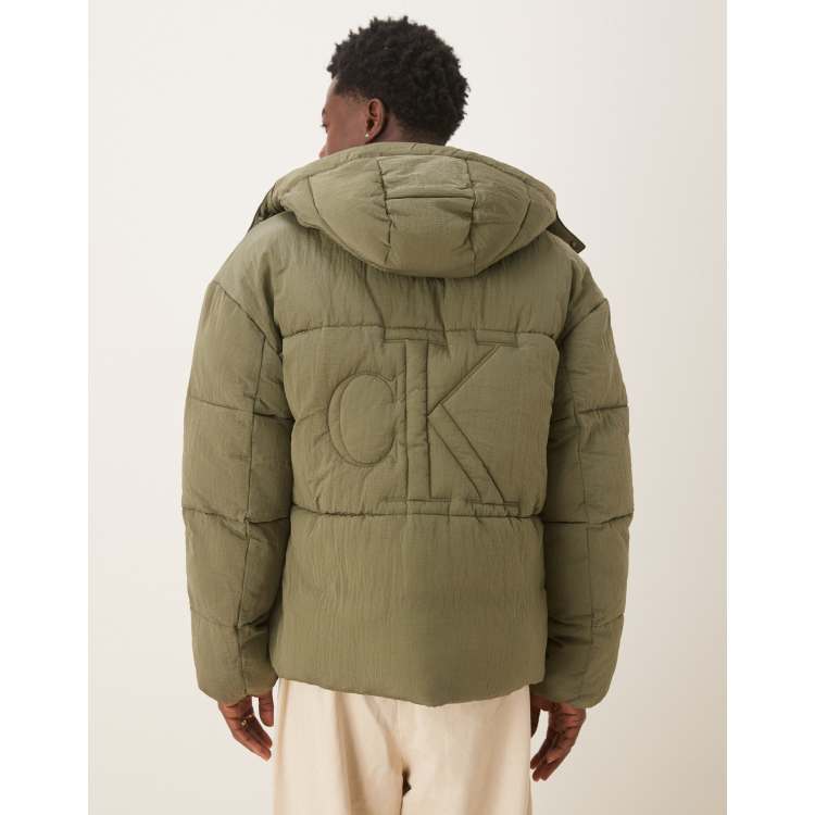 Calvin Klein Jeans ripstop quilted puffer jacket in olive green ASOS