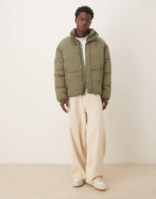 Calvin Klein Jeans ripstop quilted puffer jacket in olive green ASOS