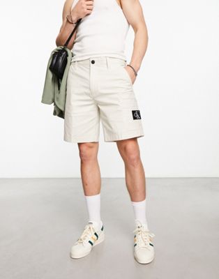 Calvin Klein Jeans ripstop straight chino shorts in beige