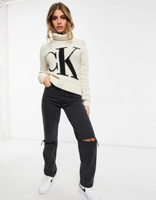 Calvin Klein Jeans Relaxed Monogram Jumper Cream