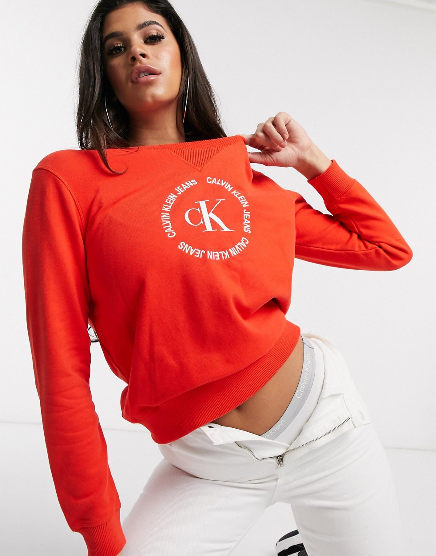 Calvin Klein Jeans round logo sweatshirt in red