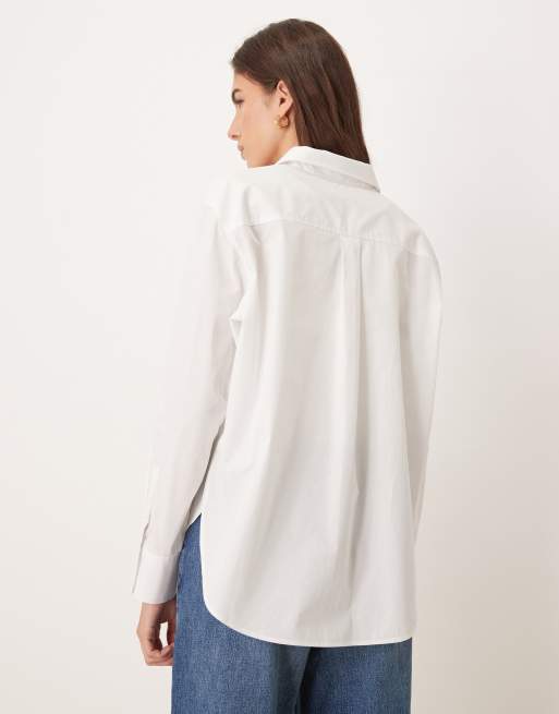 Calvin Klein Jeans - Ruimvallend overhemd van katoen popeline in wit , 2 van 4