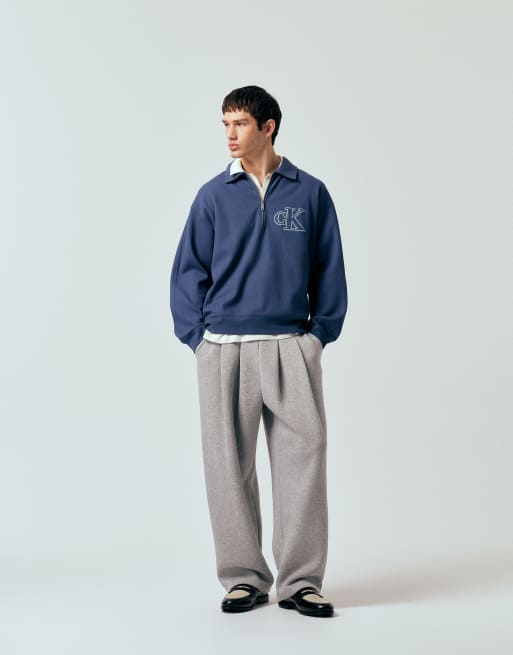 Calvin Klein Jeans - Ruimvallend sweatshirt met korte rits in blauw, 5 van 5
