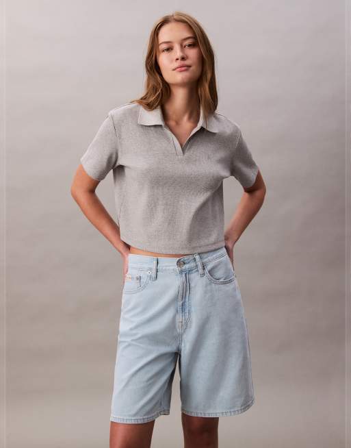 Calvin Klein Jeans - Ruimvallende denim bermudashort in lichte wassing, 2 van 5